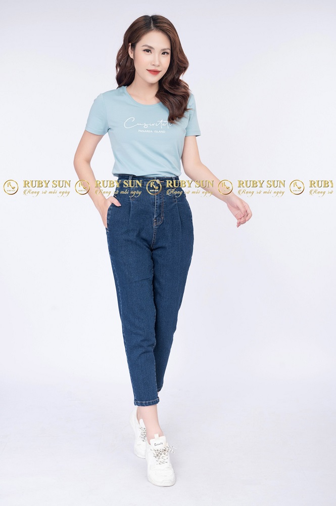 Quần Jeans Baggy Màu Xanh Than